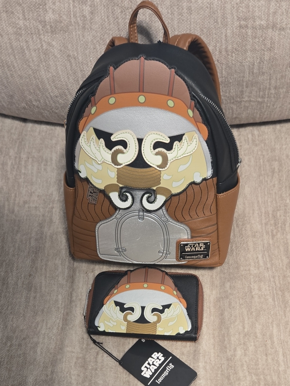 Star Wars Brown & Black Loungefly Men’s Backpack and Wallet Set
